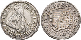 AUSTRIA. Holy Roman Empire. Ferdinand II, Archduke, 1564-1595. 1/4 Taler (Silver, 29 mm, 6.88 g, 12 h), Ensisheim, no date. FERDIN D G ARC AVSTRIAE Cu...
