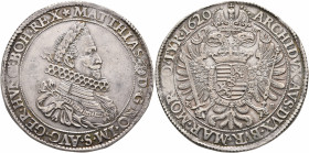 AUSTRIA. Holy Roman Empire. Matthias, Emperor, 1611-1619. Taler 1620 (Silver, 45 mm, 28.40 g, 6 h), posthumous issue, Kremnitz. ✱MATTHIAS (Madonna) D ...