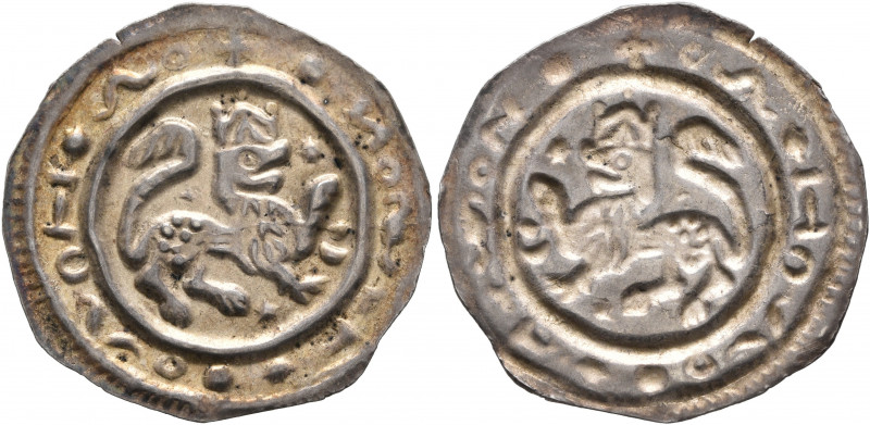 GERMANY. Überlingen (?). 1180-1190. Bracteate (Silver, 22 mm, 0.46 g). Crowned l...