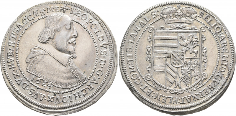 AUSTRIA. Holy Roman Empire. Leopold V, Archduke, 1619-1632. Taler 1624 (Silver, ...