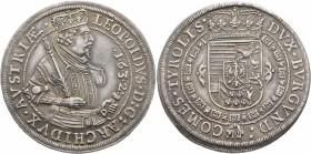 AUSTRIA. Holy Roman Empire. Leopold V, Archduke, 1626-1632. Taler 1632 (Silver, 42 mm, 28.63 g, 12 h), Hall. LEOPOLDVS D G ARCHIDVX AVSTRIAE Cuirassed...