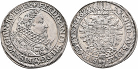 AUSTRIA. Holy Roman Empire. Ferdinand II, Emperor, 1619-1637. Taler 1620 (Silver, 42 mm, 28.74 g, 2 h), Vienna. ✠ FERDINANDVS II D G (mintmark) R I S ...