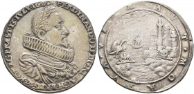 AUSTRIA. Holy Roman Empire. Ferdinand II, Emperor, 1619-1637. Halbtaler 1620 (Silver, 34 mm, 13.94 g, 6 h), on the Homage of Upper Austria. FERDINANDO...