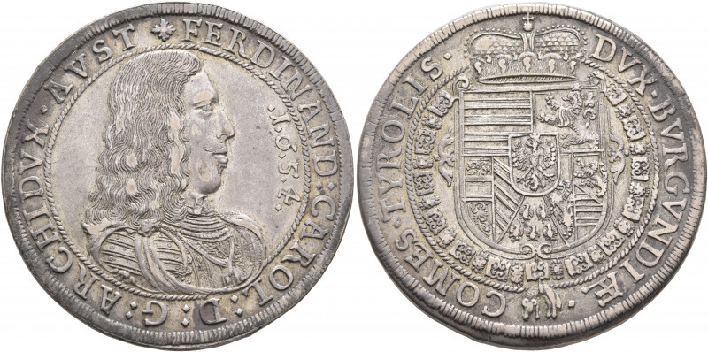 AUSTRIA. Holy Roman Empire. Ferdinand Karl, Archduke, 1646-1662. Taler 1654 (Sil...