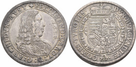 AUSTRIA. Holy Roman Empire. Ferdinand Karl, Archduke, 1646-1662. Taler 1654 (Silver, 42 mm, 28.47 g, 12 h), Hall. ✠FERDINAND CAROL D G ARCHIDVX AVST C...
