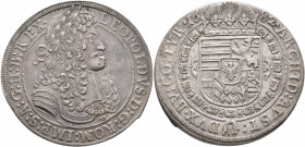 AUSTRIA. Holy Roman Empire. Leopold I, Emperor, 1658-1705. Taler 1682 (Silver, 42 mm, 28.60 g, 12 h), Hall. LEOPOLDVS D G ROM IMP S A G H B REX Cuiras...