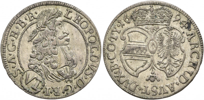 AUSTRIA. Holy Roman Empire. Leopold I, Emperor, 1658-1705. 6 Kreuzer 1694 (Silve...