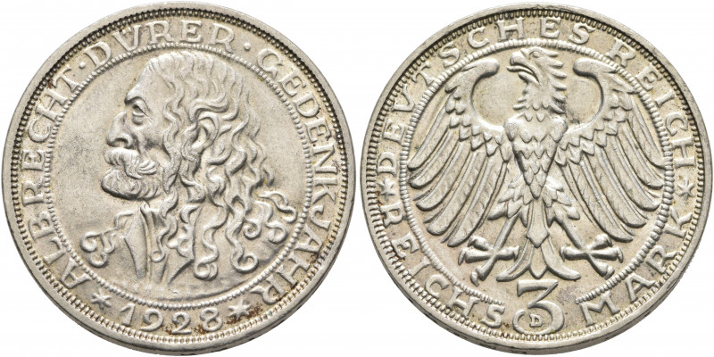 GERMANY. Weimarer Republik. 1918-1933. 3 Reichsmark 1928 (Silver, 30 mm, 15.00 g...