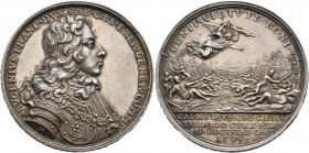AUSTRIA. Holy Roman Empire. Leopold I, Emperor, 1658-1705. Medal 1704 (Silver, 36 mm, 20.71 g, 12 h), on the victory at Höchstadt. By G. Hautsch. EVGE...