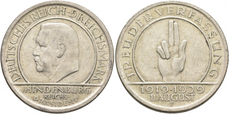 GERMANY. Weimarer Republik. 1918-1933. 5 Reichsmark 1929 (Silver, 36 mm, 24.84 g...