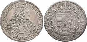 AUSTRIA. Holy Roman Empire. Josef I, Emperor, 1705-1711. Taler 1707 (Silver, 43 mm, 28.78 g, 12 h), Hall. IOSEPHUS D G ROM IMP SE AV G HV BO REX Laure...