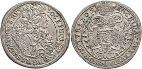 AUSTRIA. Holy Roman Empire. Josef I, Emperor, 1705-1711. Halbtaler 1709 (Silver, 37 mm, 14.48 g, 12 h), Kremnitz. I OSEPHUS D G R I S A G H B REX Laur...