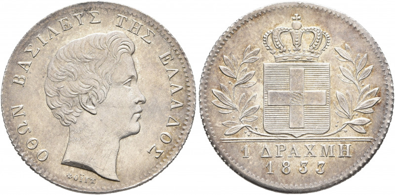 GREECE, Kingdom. Othon, 1833-1862. Drachm 1833 (Silver, 23 mm, 4.45 g, 6 h), Mün...