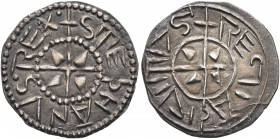 HUNGARY. Stephan I (St. Stephan), 997-1038. Denar (Silver, 17 mm, 0.92 g). ✠STEPHANVS REX Cross with a wedge in each quarter. Rev. ✠REGIA CIVITAS Cros...