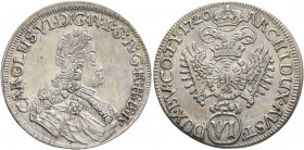 AUSTRIA. Holy Roman Empire. Karl VI, Emperor, 1711-1740. 6 Kreuzer 1720 (Silver, 25 mm, 3.05 g, 12 h), Hall. CAROLUS VI D G R I S A G H H B R Laureate...