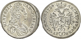 AUSTRIA. Holy Roman Empire. Karl VI, Emperor, 1711-1740. 3 Kreuzer 1724 (Silver, 23 mm, 1.94 g, 12 h), Prague. CAR VI D G R I S A G HI HV B REX Laurea...