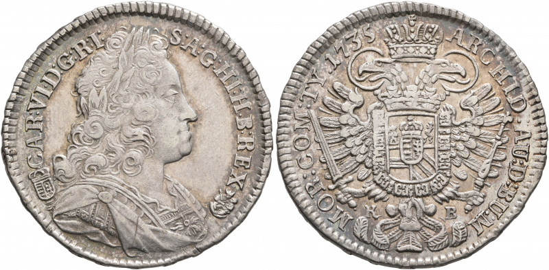 AUSTRIA. Holy Roman Empire. Karl VI, Emperor, 1711-1740. Halbtaler 1735 (Silver,...