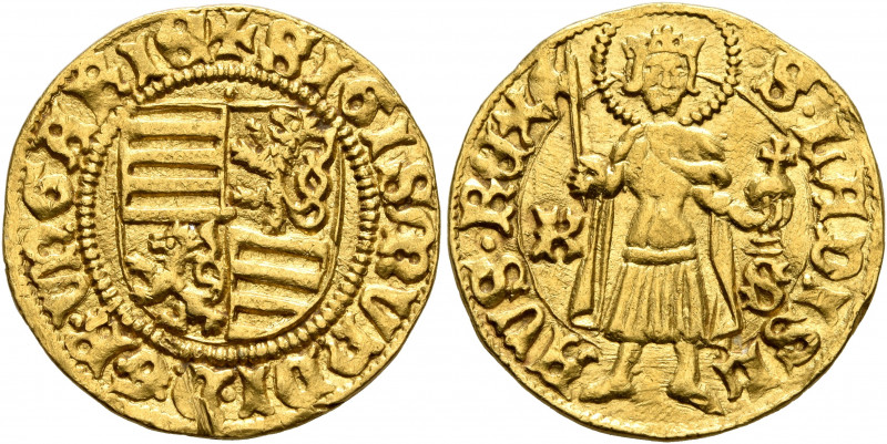 HUNGARY. Sigismund, 1387-1437. Goldgulden (Gold, 20 mm, 3.54 g, 2 h), Körmöcbány...