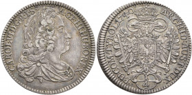 AUSTRIA. Holy Roman Empire. Karl VI, Emperor, 1711-1740. 1/4 Taler 1740 (Silver, 30 mm, 7.24 g, 12 h), Hall. CAROL VI D G R I S A GE HI HU BO REX Laur...