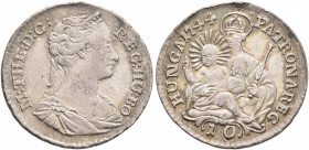 AUSTRIA. Holy Roman Empire. Maria Theresia, Empress, 1740-1780. 10 Denare 1744 (Silver, 19 mm, 2.41 g, 12 h), uncertain mint. M THE D G REG HU BO Diad...