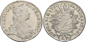AUSTRIA. Holy Roman Empire. Maria Theresia, Empress, 1740-1780. 15 Kreuzer 1750 (Silver, 27 mm, 6.00 g, 12 h), Kremnitz M THER D G R I G H B R A A D B...