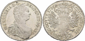 AUSTRIA. Holy Roman Empire. Maria Theresia, Empress, 1740-1780. Konventionstaler 1756 (Silver, 41 mm, 28.13 g, 12 h), Vienna. M THERESIA D G R IMP GE ...