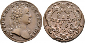 AUSTRIA. Holy Roman Empire. Maria Theresia, Empress, 1740-1780. Kreuzer 1762 (Copper, 25 mm, 11.95 g, 12 h), Prague. M THERES D G R I G H B R A AUST D...