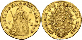 AUSTRIA. Holy Roman Empire. Maria Theresia, Empress, 1740-1780. Dukat 1765 (Gold, 23 mm, 3.49 g, 12 h), Kremnitz. M THER D G R I G H B R A A D B C T M...