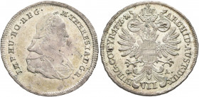 AUSTRIA. Holy Roman Empire. Maria Theresia, Empress, 1740-1780. 7 Kreuzer 1776 (Silver, 25 mm, 3.25 g, 12 h), Vienna. M THERESIA D G R OMP HU BO REG D...