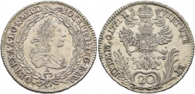 AUSTRIA. Holy Roman Empire. Josef II, Emperor, 1765-1790. 20 Kreuzer 1771 (last 1 over 0) (Silver, 27 mm, 6.66 g, 12 h), Vienna. IOSEPH II D G R I S A...