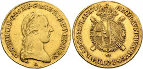 AUSTRIA. Holy Roman Empire. Josef II, Emperor, 1765-1790. Half Souverain 1786 (Gold, 22 mm, 5.57 g, 6 h), Vienna. IOSEPH II D G R IMP S A GE HI HV BO ...