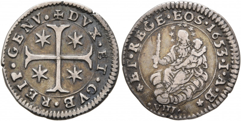 ITALY. Genova. Republic, 1528-1805. 1/16 Scudo 1653 (Silver, 18 mm, 2.15 g, 11 h...