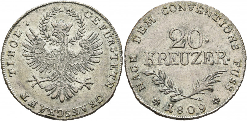 AUSTRIA. Kaisertum Österreich. Franz I, 1806-1835. 20 Kreuzer 1809 (Silver, 28 m...