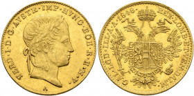 AUSTRIA. Kaisertum Österreich. Ferdinand I, 1835-1848. Dukat 1848 (Gold, 20 mm, 3.50 g, 12 h), Vienna. FERD I D G AVSTR IMP HVNG BOH R H N V Laureate ...