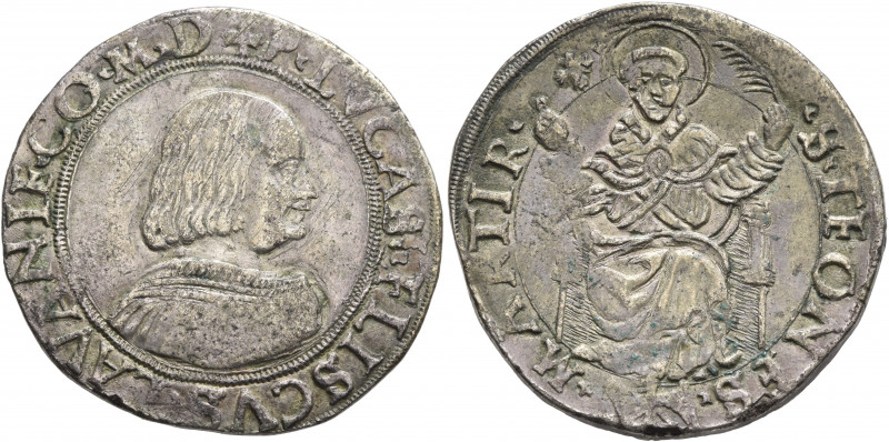 ITALY. Messerano. Pier Luca Fieschi, 1528-1548. Testone (Silver, 30 mm, 8.59 g, ...