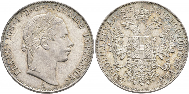 AUSTRIA. Kaisertum Österreich-Ungarn. Franz Josef I, 1867-1916. Gulden 1853 (Sil...