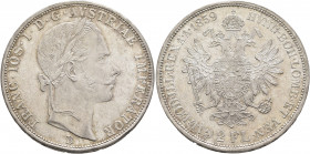 AUSTRIA. Kaisertum Österreich-Ungarn. Franz Josef I, 1867-1916. 2 Gulden 1859 (Silver, 36 mm, 24.73 g, 12 h), Kremnitz. FRANC IOS I D G AVSTRIAE IMPER...