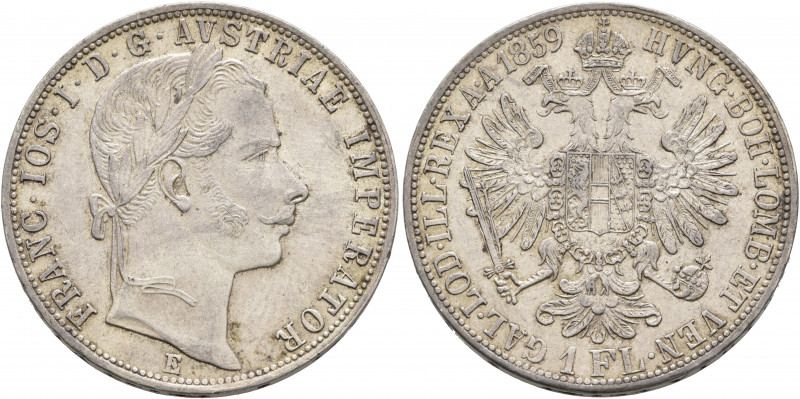 AUSTRIA. Kaisertum Österreich-Ungarn. Franz Josef I, 1867-1916. Gulden 1859 (Sil...