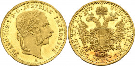 AUSTRIA. Kaisertum Österreich-Ungarn. Franz Josef I, 1867-1916. Dukat 1871 (Gold, 20 mm, 3.49 g, 12 h), Vienna. FRANC IOS I D G AVSTRIAE IMPERATOR Lau...