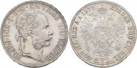 AUSTRIA. Kaisertum Österreich-Ungarn. Franz Josef I, 1867-1916. 2 Gulden 1872 (Silver, 36 mm, 24.76 g, 12 h), Vienna. FRANC IOS I D G AVSTRIAE IMPERAT...