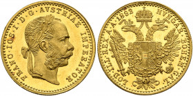 AUSTRIA. Kaisertum Österreich-Ungarn. Franz Josef I, 1867-1916. Dukat 1892 (Gold, 20 mm, 3.49 g, 12 h), Vienna. FRANC IOS I D G AVSTRIAE IMPERATOR Lau...