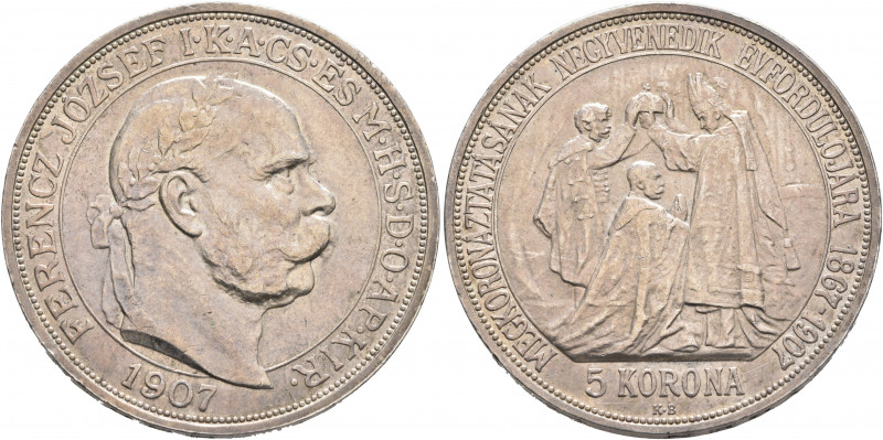 AUSTRIA. Kaisertum Österreich-Ungarn. Franz Josef I, 1867-1916. 5 Korona 1907 (S...