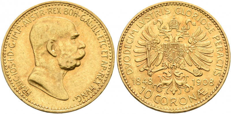 AUSTRIA. Kaisertum Österreich-Ungarn. Franz Josef I, 1867-1916. 10 Korona 1908 (...