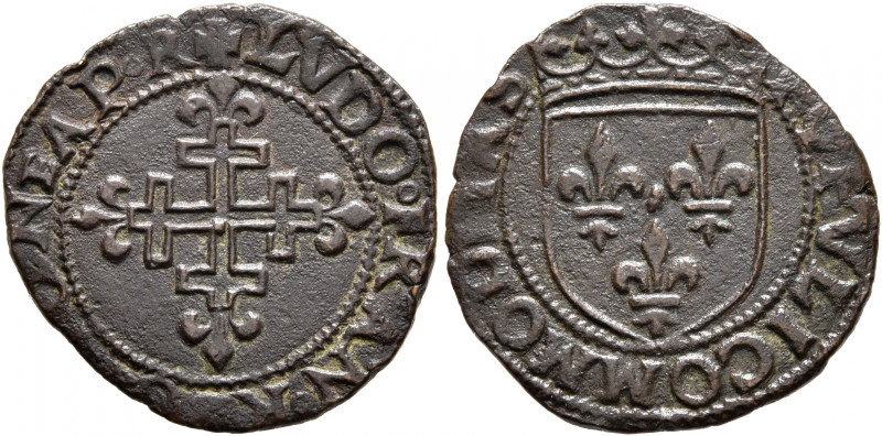 ITALY. Napoli (Regno). Luigi XII di Francia, 1501-1503. Sestino (Bronze, 20 mm, ...