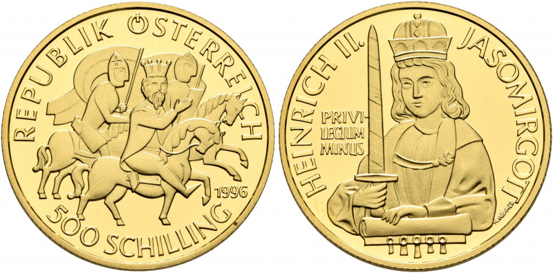 AUSTRIA. Second Republic. 1945-present. 500 Schilling 1996 (Gold, 22 mm, 8.18 g,...