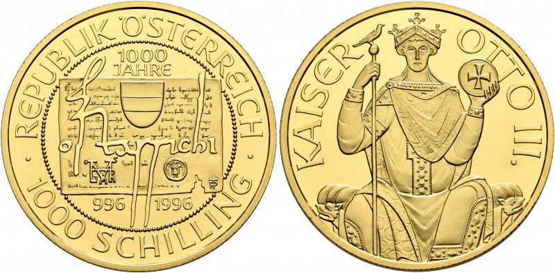 AUSTRIA. Second Republic. 1945-present. 1000 Schilling 1996 (Gold, 30 mm, 16.39 ...