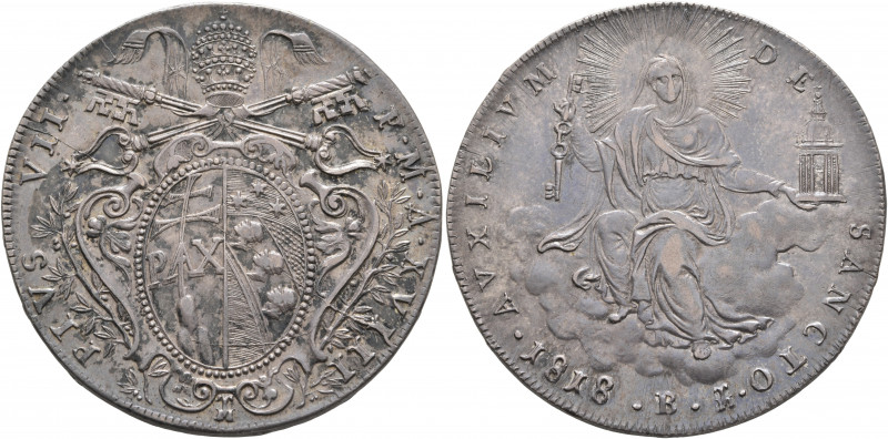 ITALY. Papal Coinage. Pius VII, 1800-1823. Scudo 1818 (Silver, 40 mm, 26.49 g, 1...