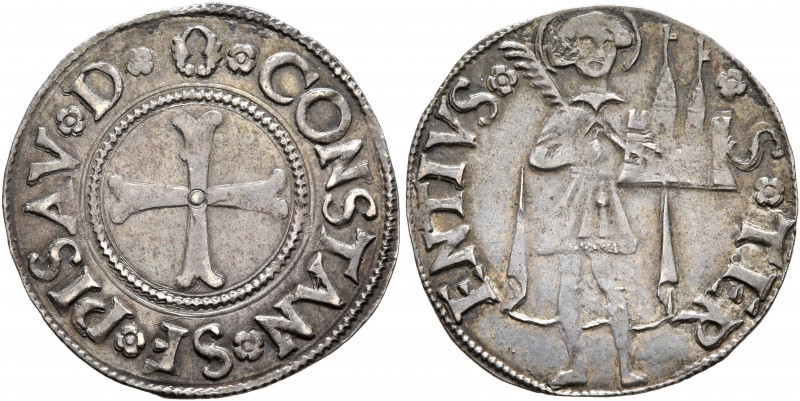 ITALY. Pesaro. Costanzo I Sforza, 1473-1483. Terzo di grosso (Silver, 20 mm, 1.1...