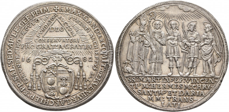 AUSTRIA. Salzburg, Erzbistum. Max Gandolph von Küenburg, 1668-1687. Halbtaler 16...