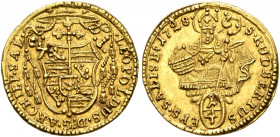 AUSTRIA. Salzburg, Erzbistum. Leopold Anton Eleutherius von Firmian, 1727-1744. 1/4 Ducat 1728 (Gold, 13 mm, 0.88 g, 12 h) LEOPOLDUS D G ARCHIEP SAL A...